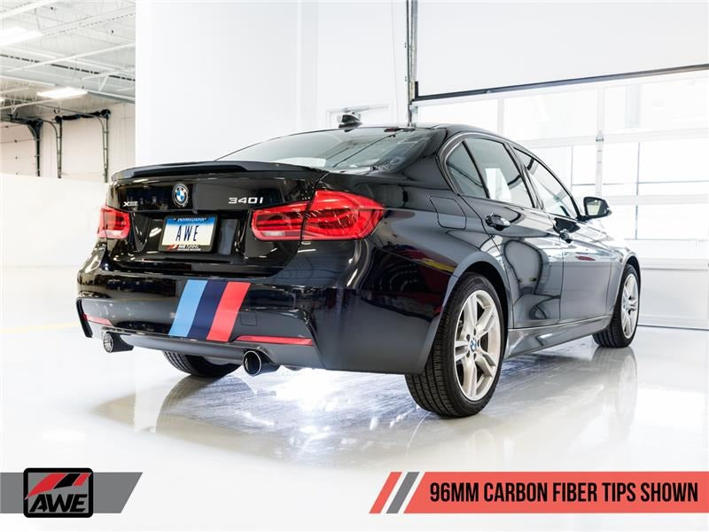 AWE Tuning 16-20 BMW F3X 335i / 435i Touring Edition Axle-Back Exhaust - Carbon Fiber Tips 3010-35002