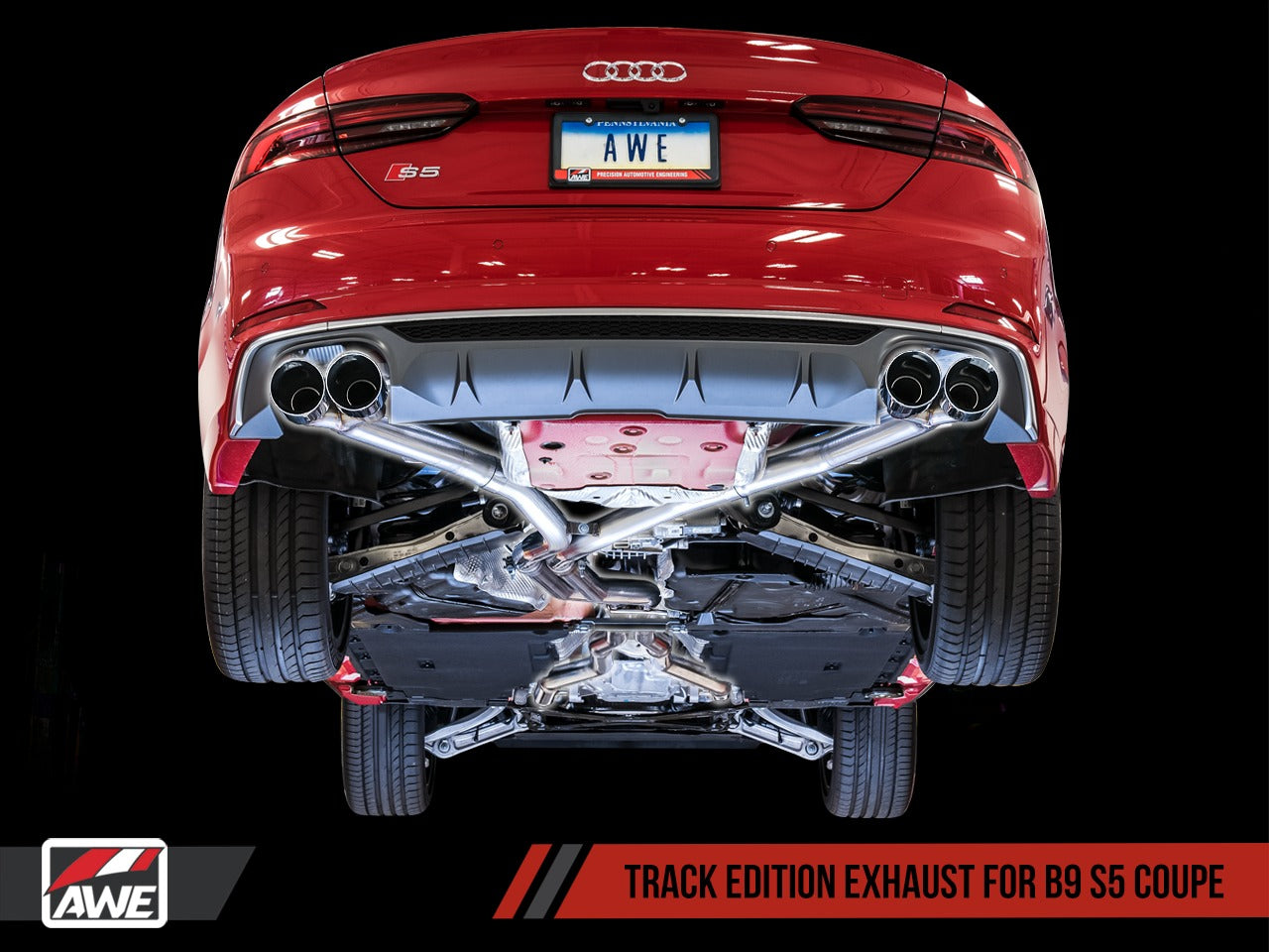 AWE Tuning 18-21 Audi B9 S5 Coupe 3.0T Track Edition Exhaust - Chrome Silver Tips (90mm) 3010-42062
