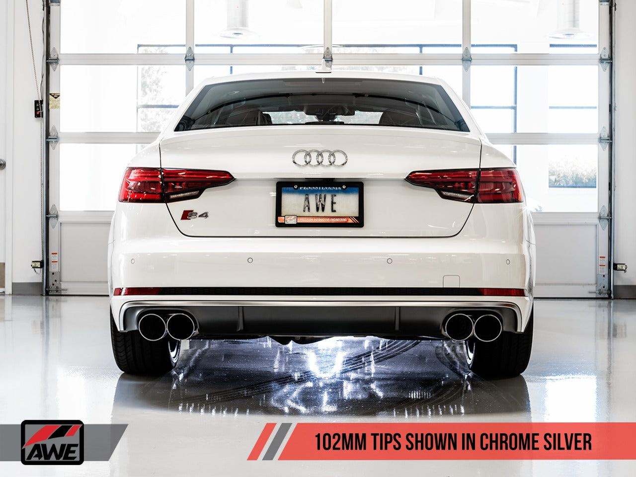 AWE Tuning 18-21 Audi B9 S4 Track Edition Exhaust - Non-Resonated (Silver 102mm Tips) 3010-42054