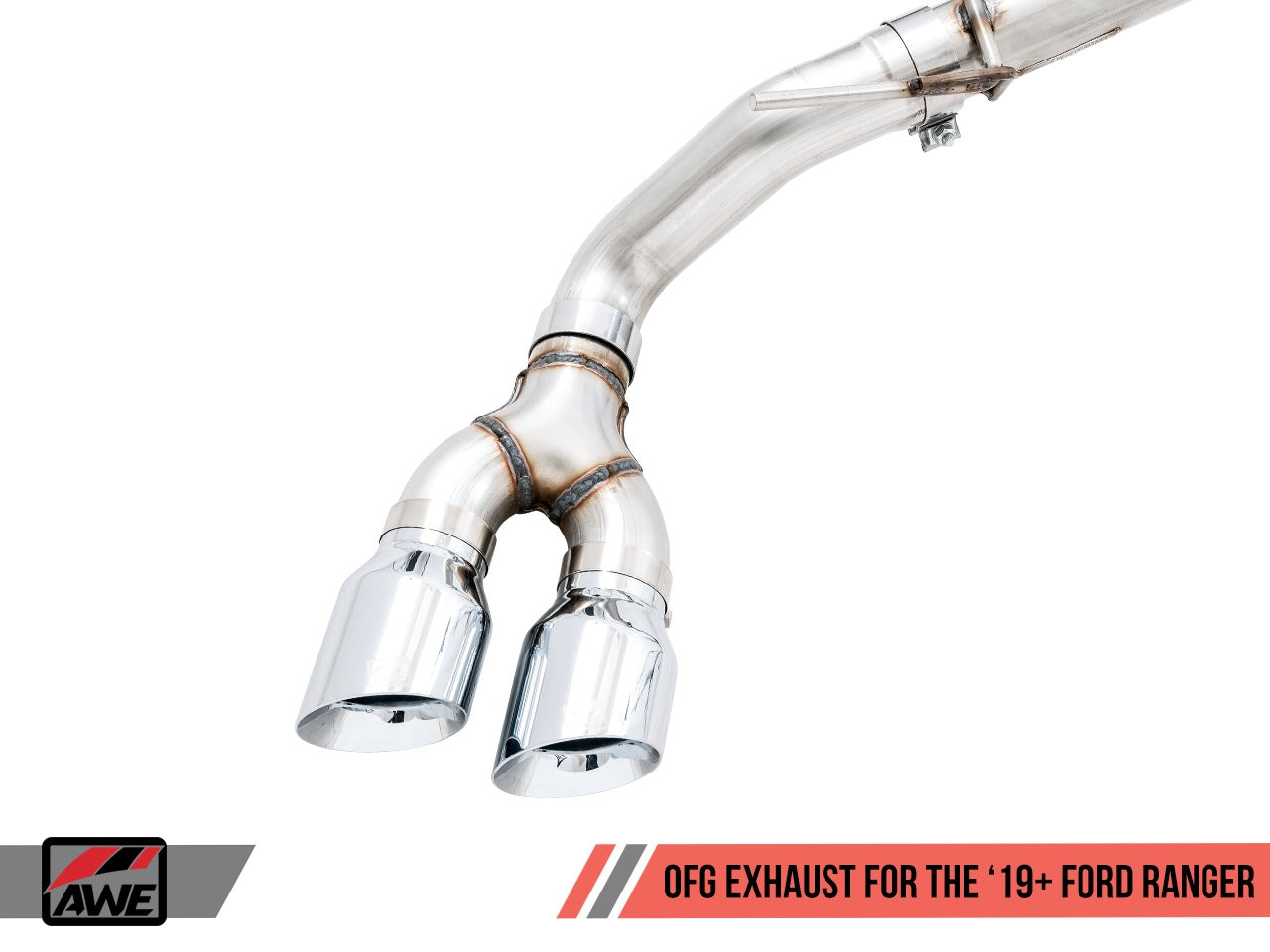 AWE Tuning 19-21 Ford Ranger 0FG Performance Exhaust System w/Chrome Silver Tips & Bash Guard 3015-22072