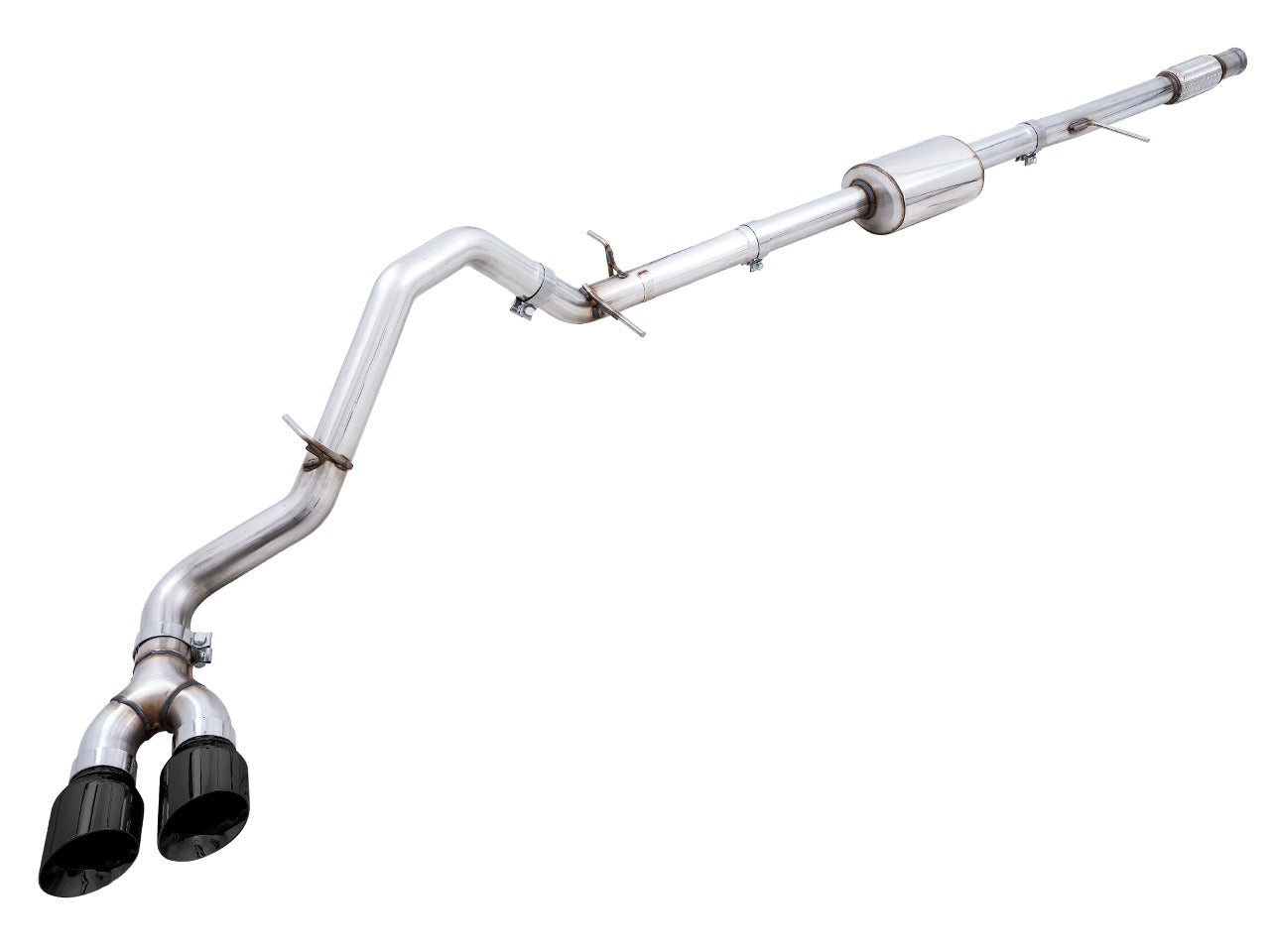 AWE Tuning 19-22 4th Gen GM 1500 5.3L 0FG Catback Dual Side Exit (Flat Bumper) - Diamond Black Tips 3015-23208