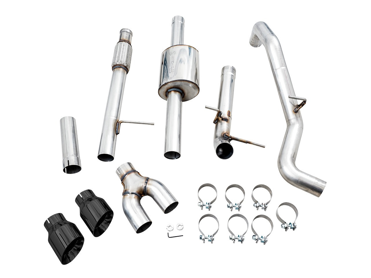 AWE Tuning 19-22 4th Gen GM 1500 5.3L 0FG Catback Dual Side Exit (Flat Bumper) - Diamond Black Tips 3015-23208