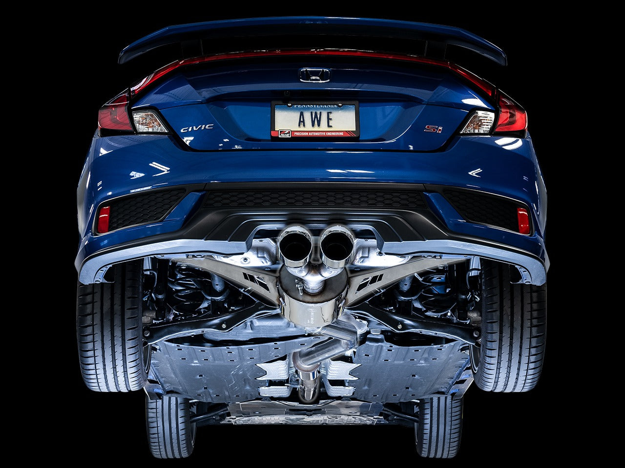 AWE Tuning 17-20 Honda Civic Si Touring Edition Exhaust w/Front Pipe & Dual Chrome Silver Tips 3015-32108
