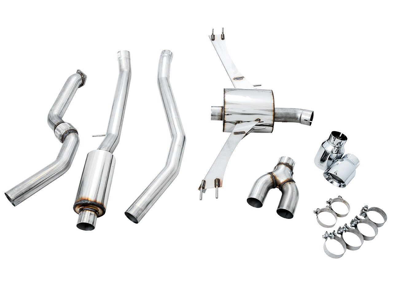 AWE Tuning 17-20 Honda Civic Si Touring Edition Exhaust w/Front Pipe & Dual Chrome Silver Tips 3015-32108