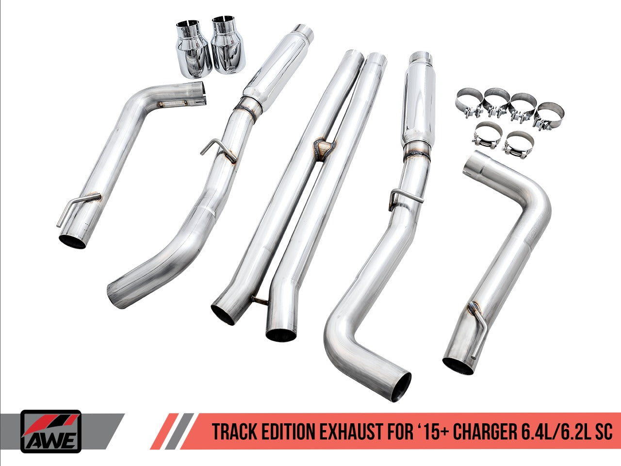 AWE Tuning 15-21 Dodge Charger 6.4L/6.2L Supercharged Track Edition Exhaust - Chrome Silver Tips 3015-32112