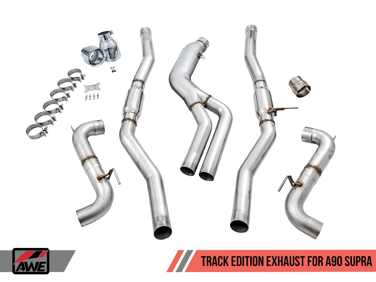 AWE Tuning 20-22 Toyota Supra A90 Track Edition Exhaust - 5in Chrome Silver Tips 3015-32116