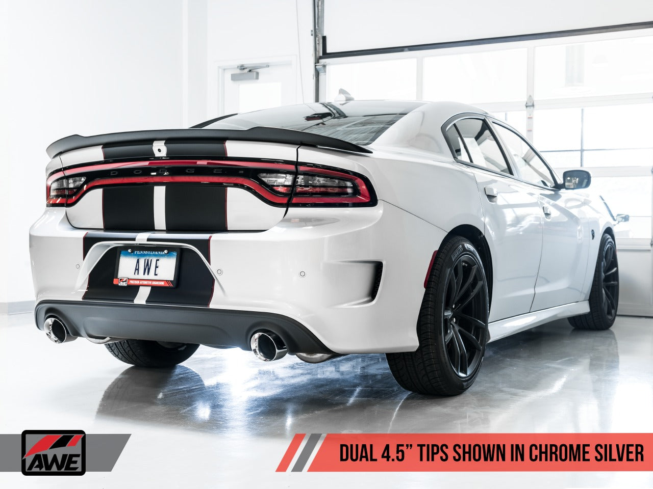 AWE Tuning 17-22 Dodge Charger 5.7L Touring Edition Exhaust - Non-Resonated - Chrome Silver Tips 3020-32060