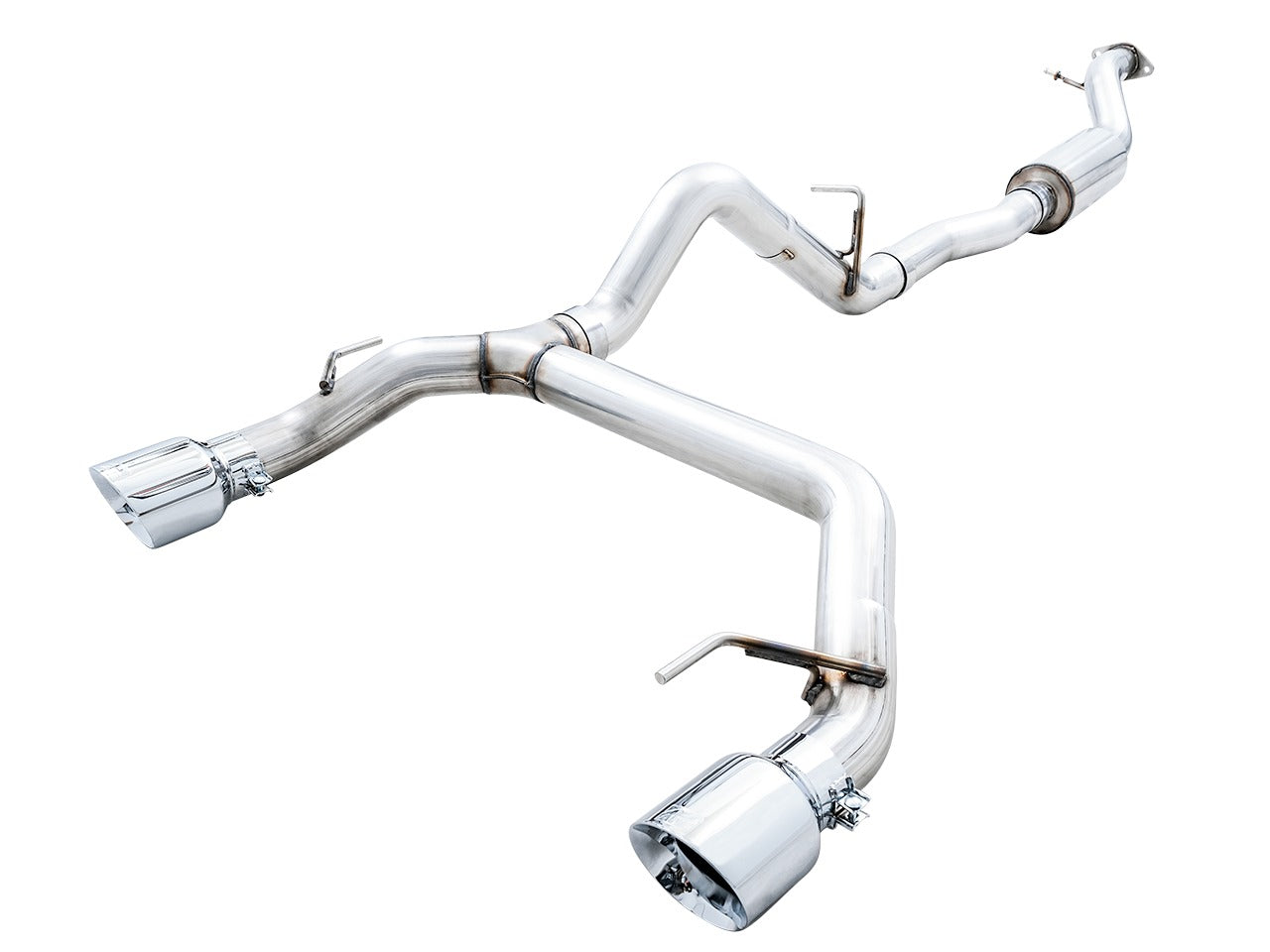 AWE Tuning 21-22 Ford Bronco 0FG Dual Rear Exit Exhaust w/Chrome Silver Tips & Bash Guard 3015-32456