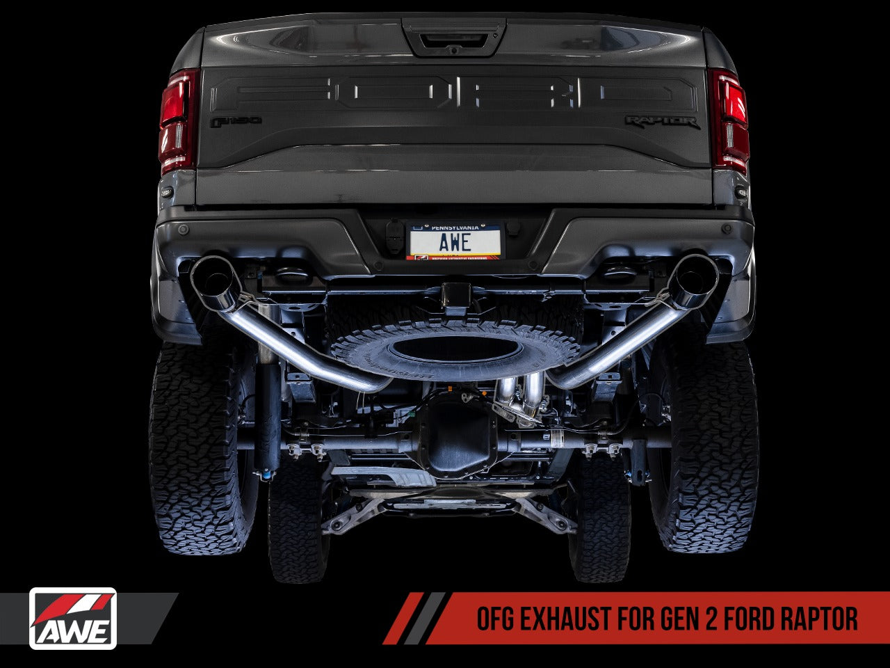 AWE Tuning 17-20 Ford Raptor 0 FG Performance Exhaust System - w/ Diamond Black Tips 3015-33106