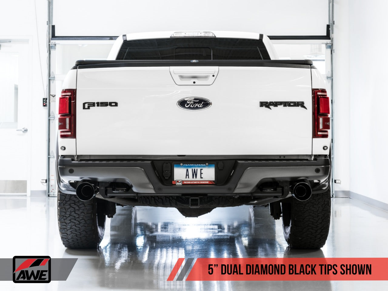 AWE Tuning 17-20 Ford Raptor 0 FG Performance Exhaust System - w/ Diamond Black Tips 3015-33106