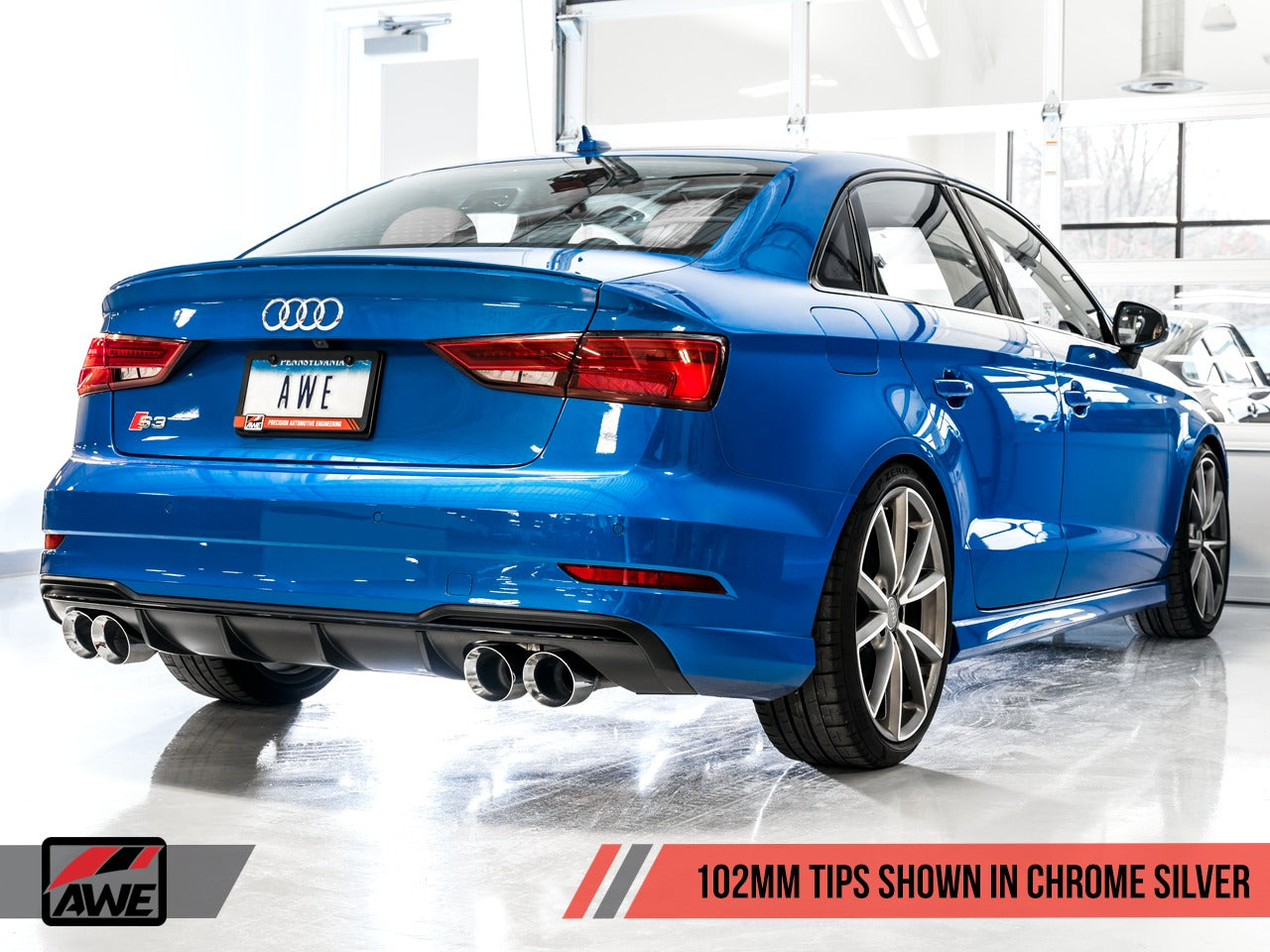 AWE Tuning 15-20 Audi 8V S3 SwitchPath Exhaust w/Chrome Silver Tips 102mm 3025-42068