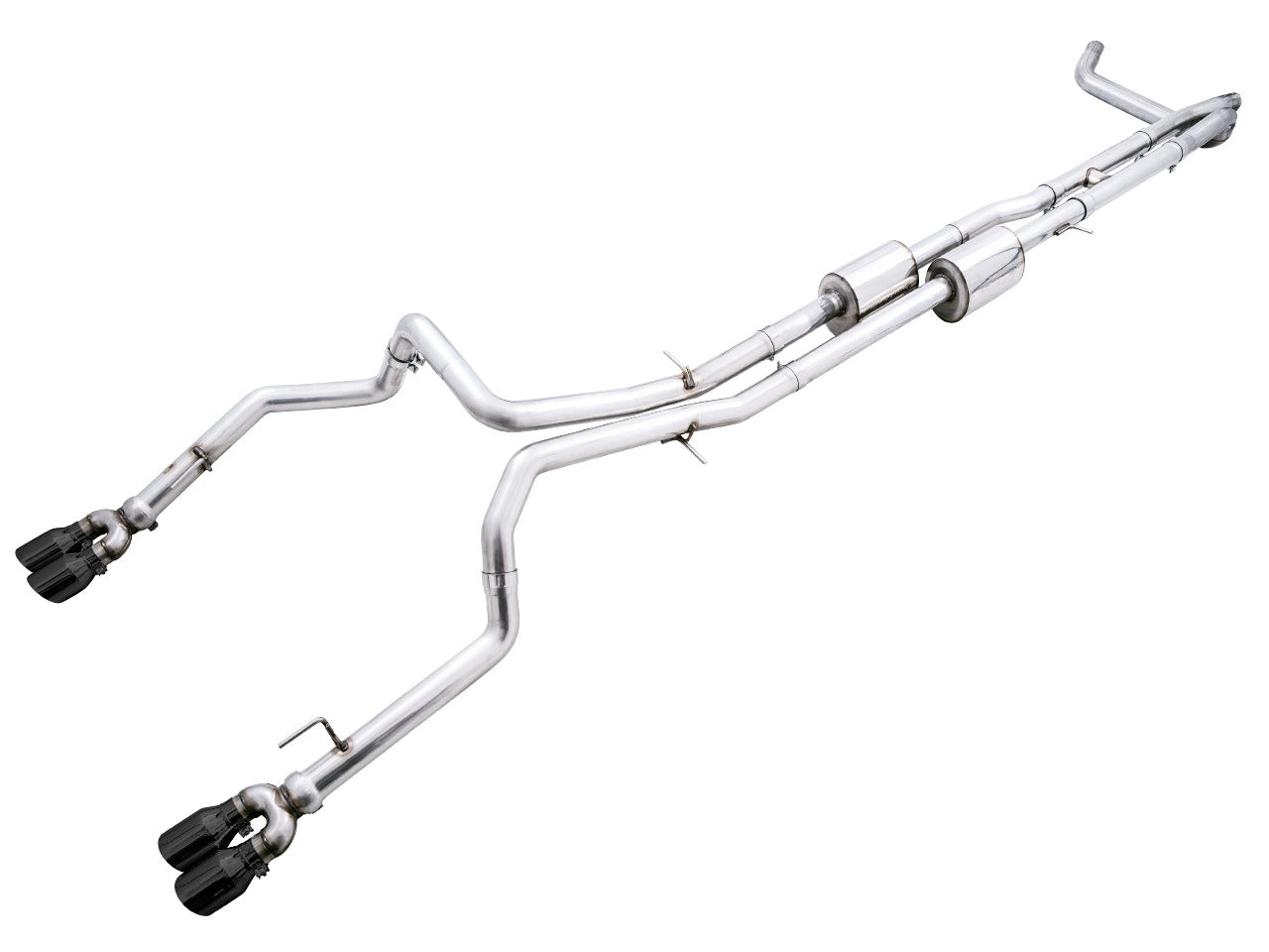 AWE Tuning 19-22 4th Gen GM 1500 6.2L 0FG Catback Split Rear Exit (w/ Bumper Cutouts) - Quad Diamond Tips 3015-43204