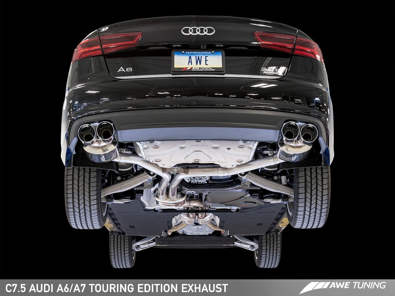 AWE Tuning 16-18 Audi C7.5 A7 3.0T Touring Edition Exhaust - Quad Outlet Diamond Black Tips 3015-43074