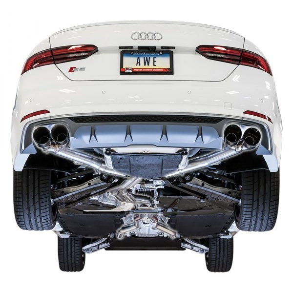 AWE Tuning 18-21 Audi B9 S5 Sportback 3.0T Track Exhaust (Res. for Perf. DP) 102mm - Chrome Silver Tips 3015-42126