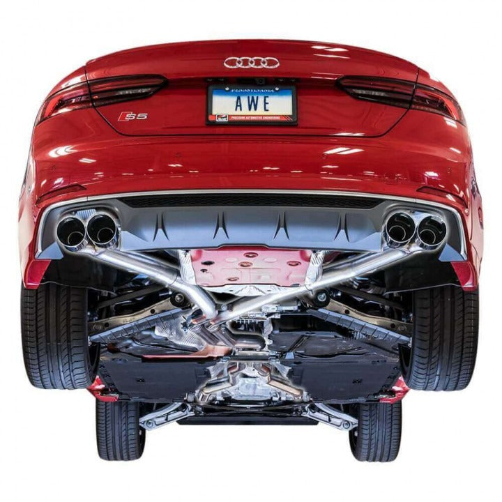 AWE Tuning 18-21 Audi B9 S5 Coupe Resonated For Performance Cat Track Edition Exhaust w/ Carbon Fiber Tips 3015-45010