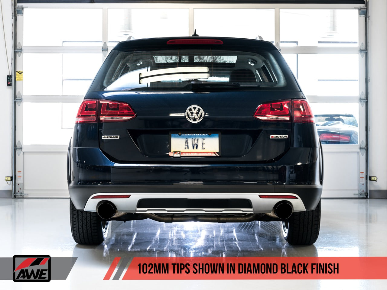 AWE Tuning 17-19 VW MK7 Golf Alltrack/Sportwagen 4Motion Touring Edition Exhaust - Diamond Black Tips 3015-33098