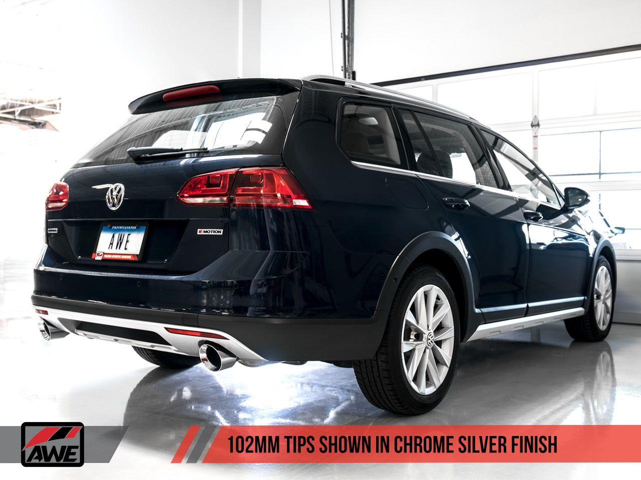 AWE Tuning 17-19 VW MK7 Golf Alltrack/Sportwagen 4Motion Track Edition Exhaust - Polished Silver Tips 3020-32044