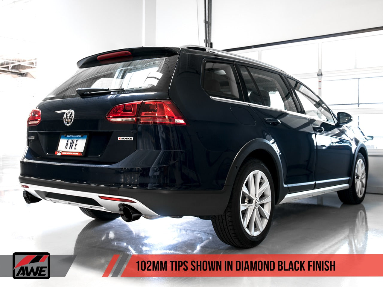 AWE Tuning 17-19 VW MK7 Golf Alltrack/Sportwagen 4Motion Touring Edition Exhaust - Diamond Black Tips 3015-33098