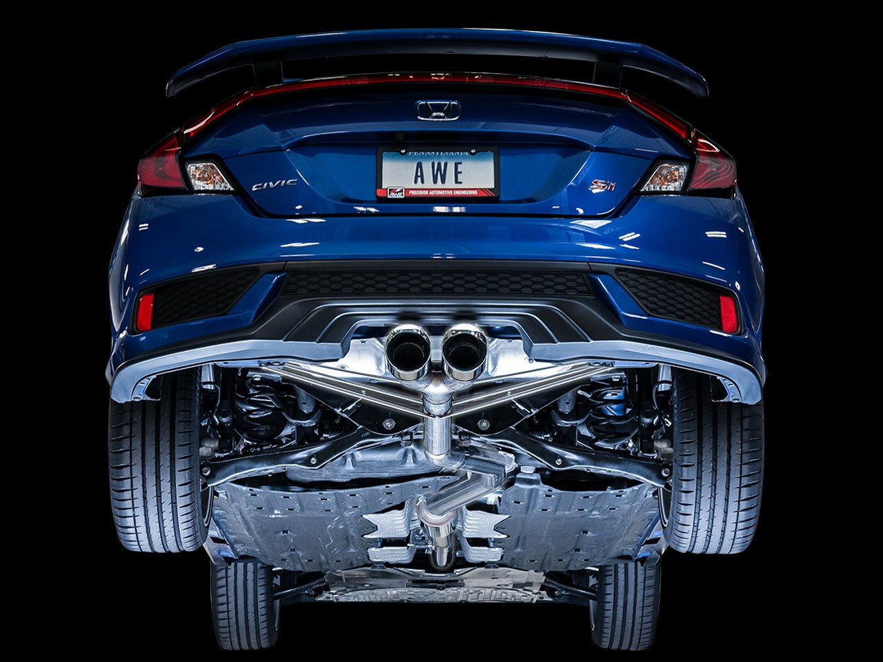 AWE Tuning 17-20 Honda Civic Si Track Edition Exhaust w/Front Pipe & Dual Diamond Black Tips 3020-33066