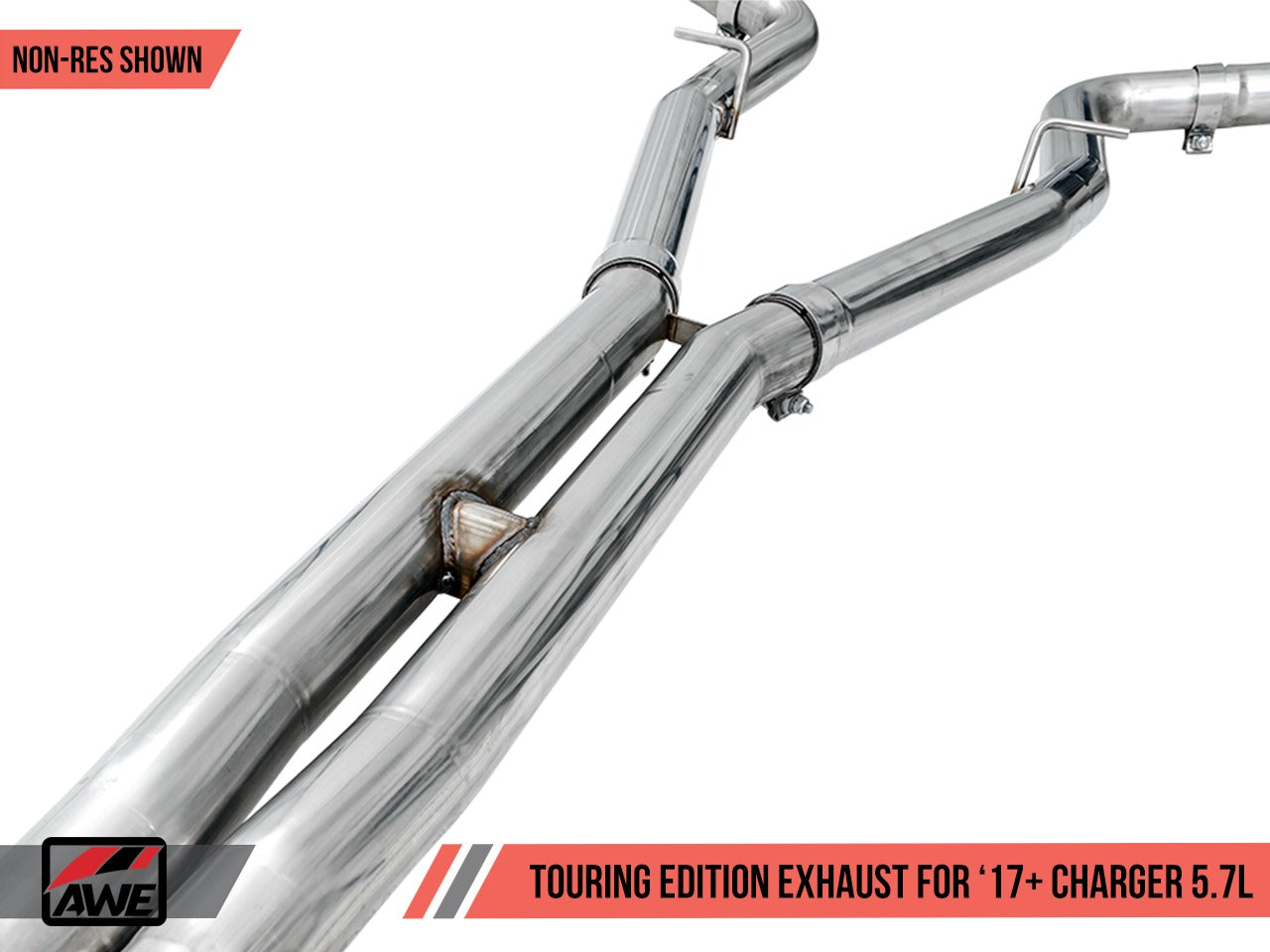 AWE Tuning 17-21 Dodge Charger 5.7L Touring Edition Exhaust - Resonated - Diamond Black Tips 3015-33136