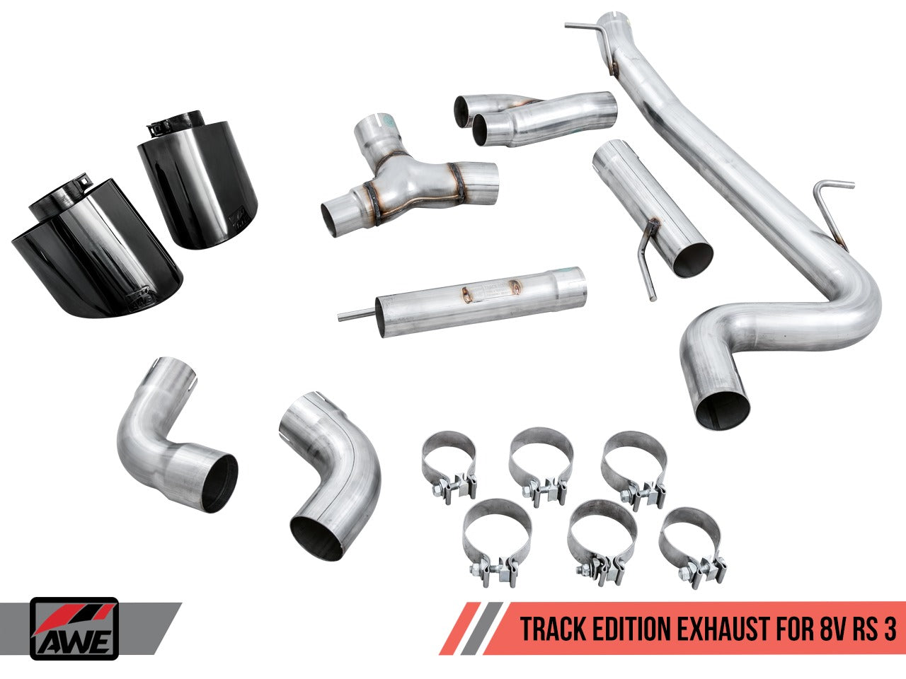AWE Tuning 17-20 Audi RS3 8V Track Edition Exhaust - Diamond Black Tips RS-Style Tips 3020-33064