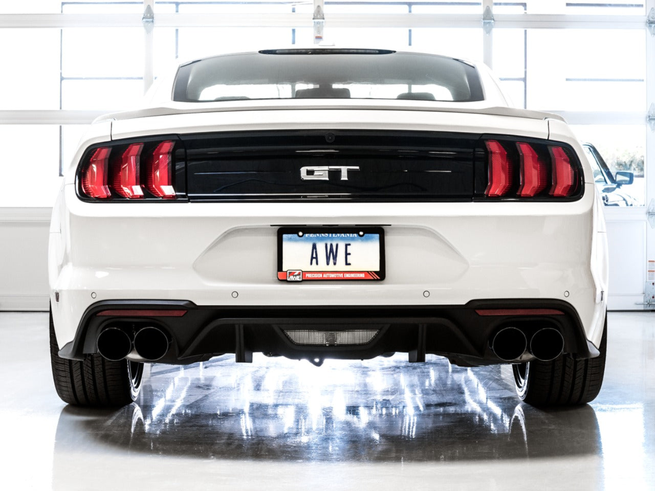 AWE Tuning 18-22 Ford Mustang GT (S550) Cat-back Exhaust - Track Edition (Quad Diamond Black Tips) 3020-43072