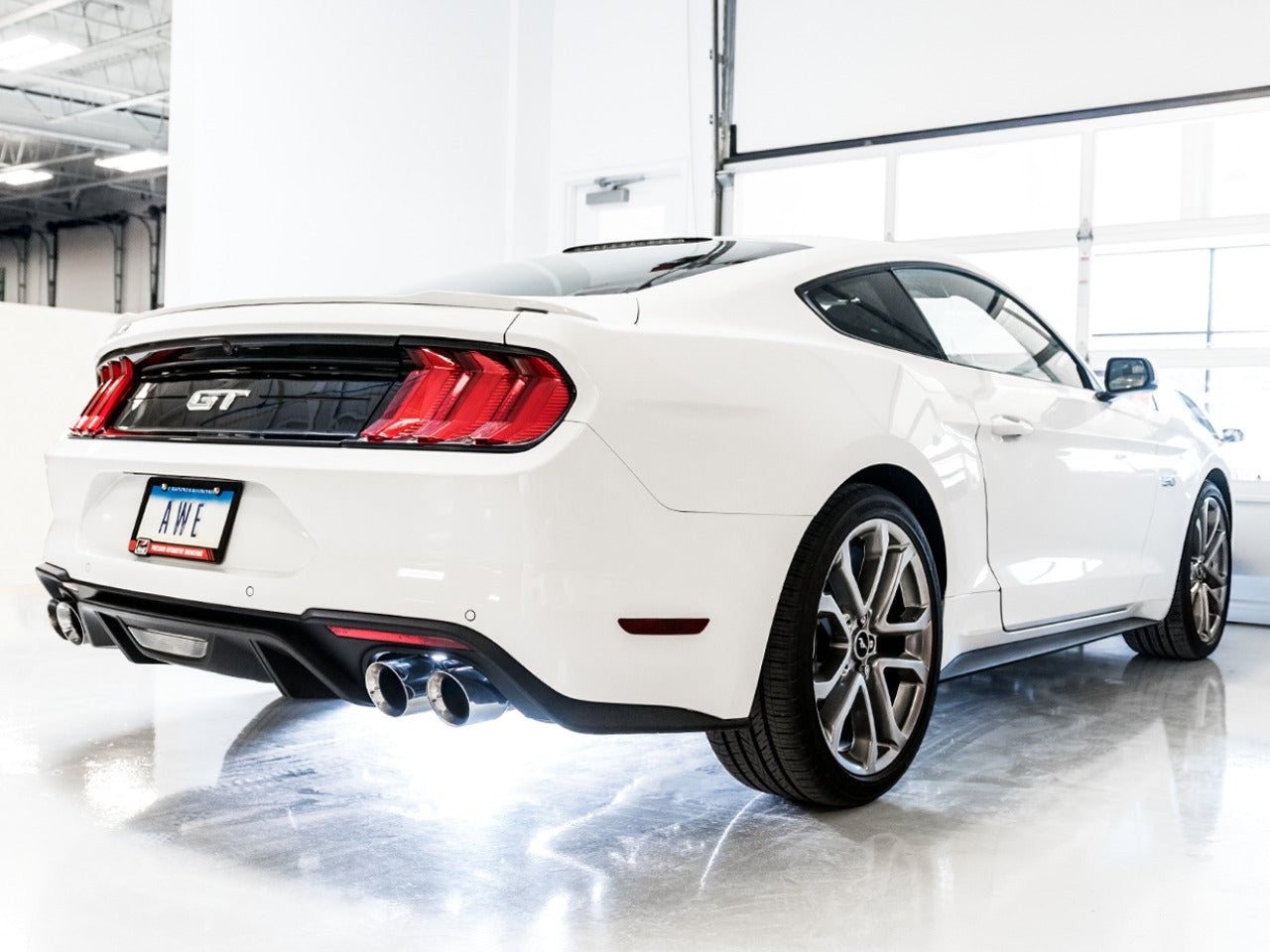 AWE Tuning 18-22 Ford Mustang GT (S550) Cat-back Exhaust - Track Edition (Quad Chrome Silver Tips) 3020-42064