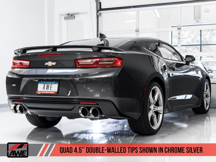 AWE Tuning 16-22 Chevrolet Camaro SS Axle-back Exhaust - Track Edition (Quad Chrome Silver Tips) 3020-42067
