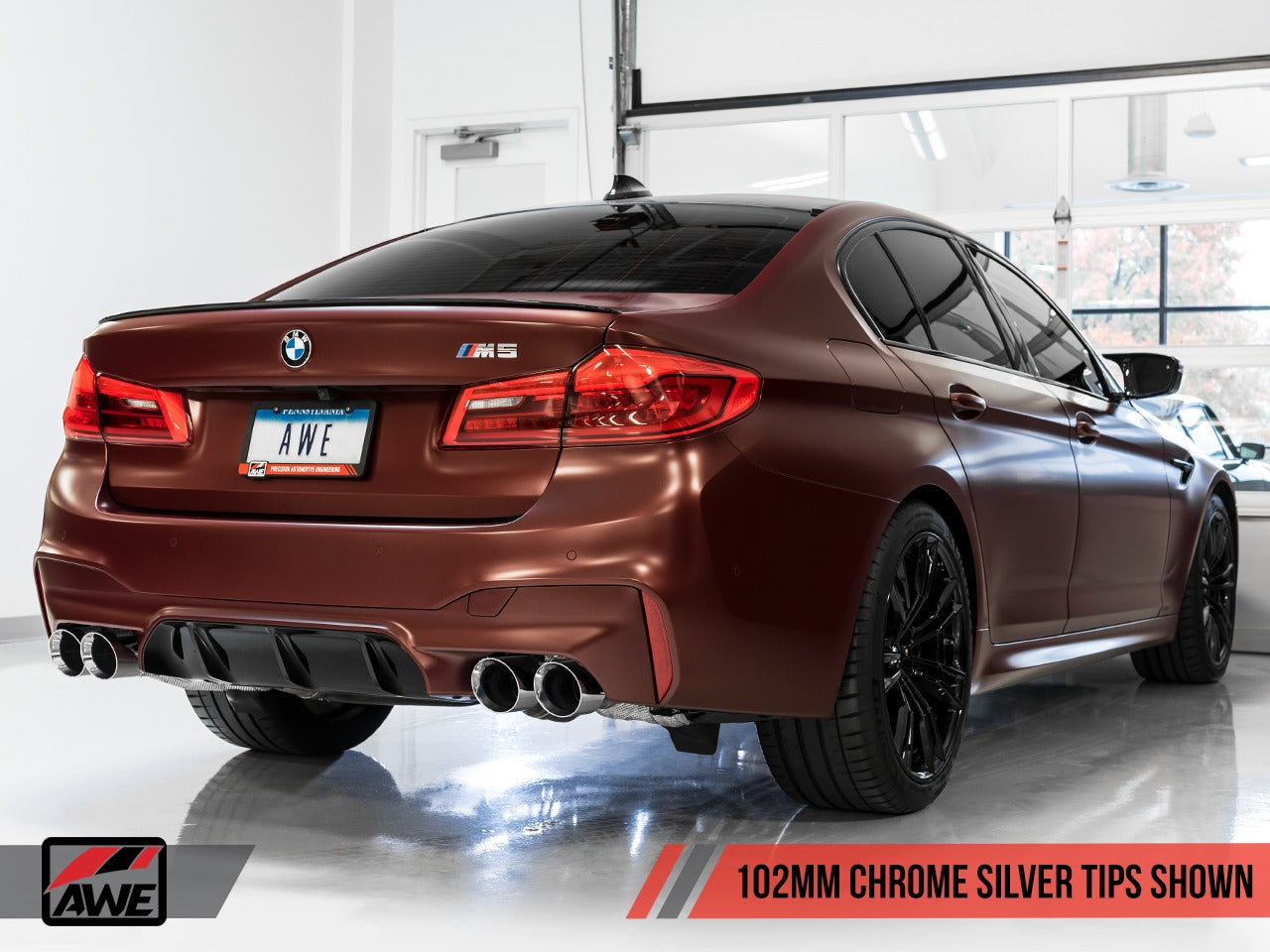 AWE Tuning 18-21 BMW M5 (F90) 4.4T AWD SwitchPath Cat-back Exhaust - Chrome Silver Tips 3025-42062