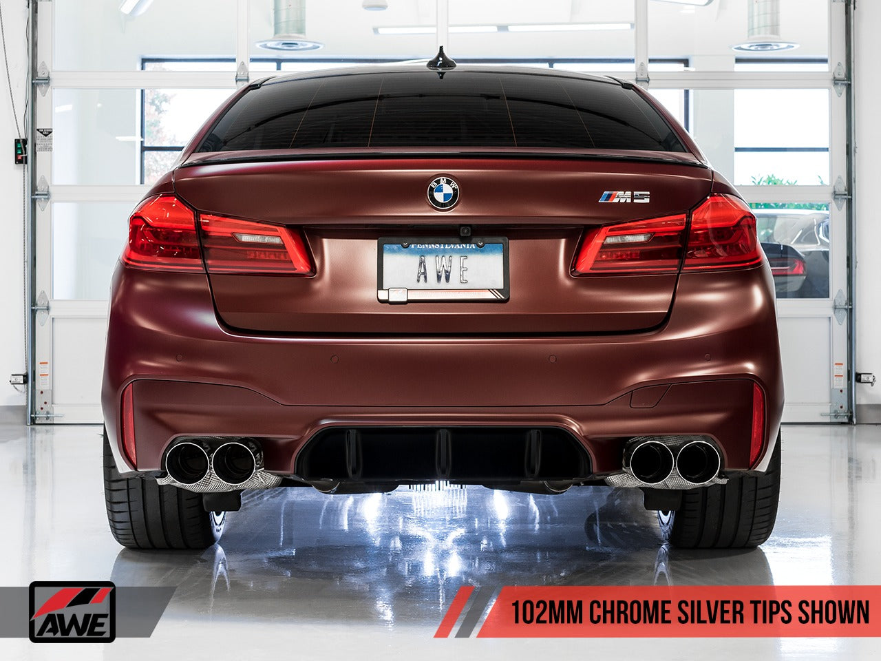 AWE Tuning 18-21 BMW M5 (F90) 4.4T AWD SwitchPath Cat-back Exhaust - Chrome Silver Tips 3025-42062
