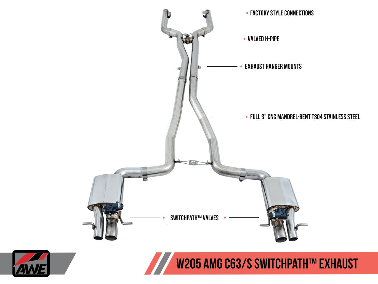 AWE Tuning 17-18 Mercedes-Benz W205 AMG C63/S Coupe SwitchPath Exhaust System - for DPE Cars 3025-31042