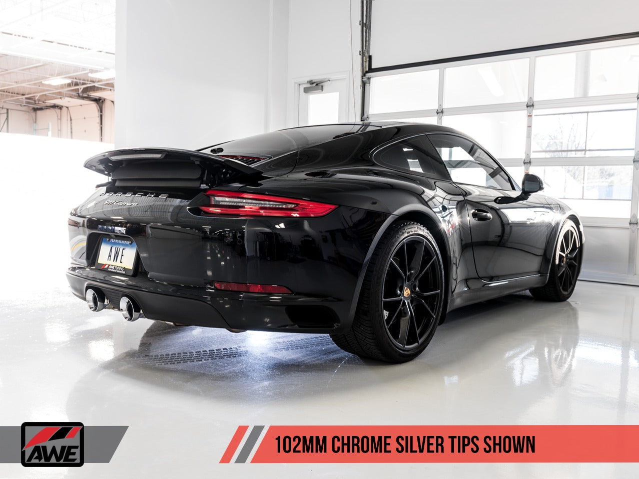 AWE Tuning 17-19 Porsche 911 (991.2) Carrera / S SwitchPath Exhaust for PSE Cars - Chrome Silver Tips 3025-32018