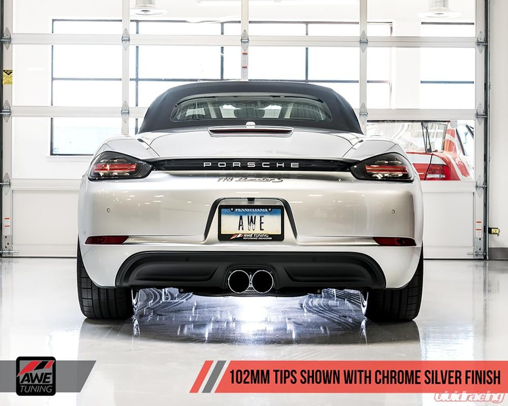 AWE Tuning 17-21 Porsche 718 Boxster / Cayman SwitchPath Exhaust (PSE Only) - Chrome Silver Tips 3025-32020