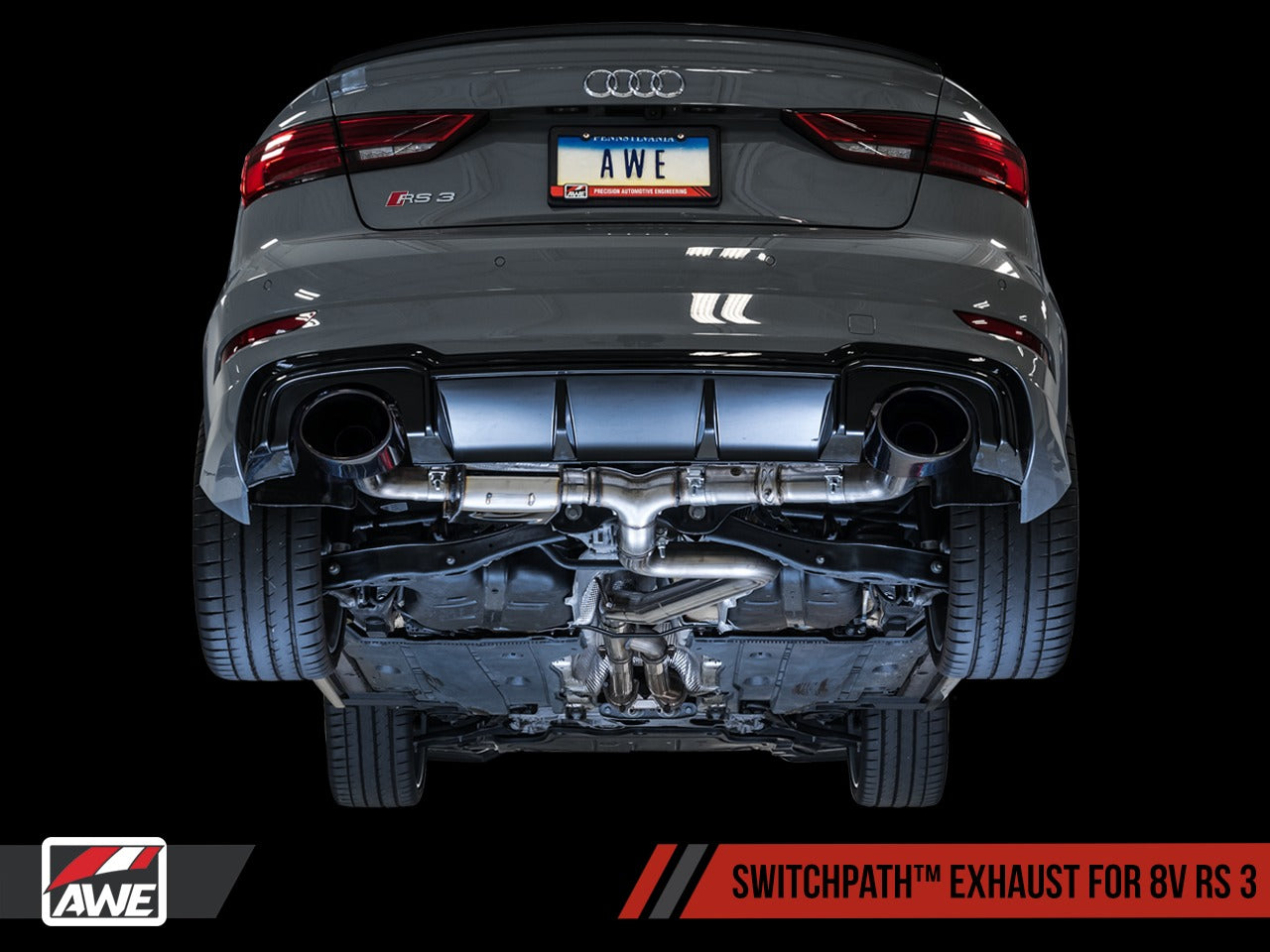 AWE Tuning 17-20 Audi RS3 8V SwitchPath Exhaust w/Diamond Black RS-Style Tips 3025-33034