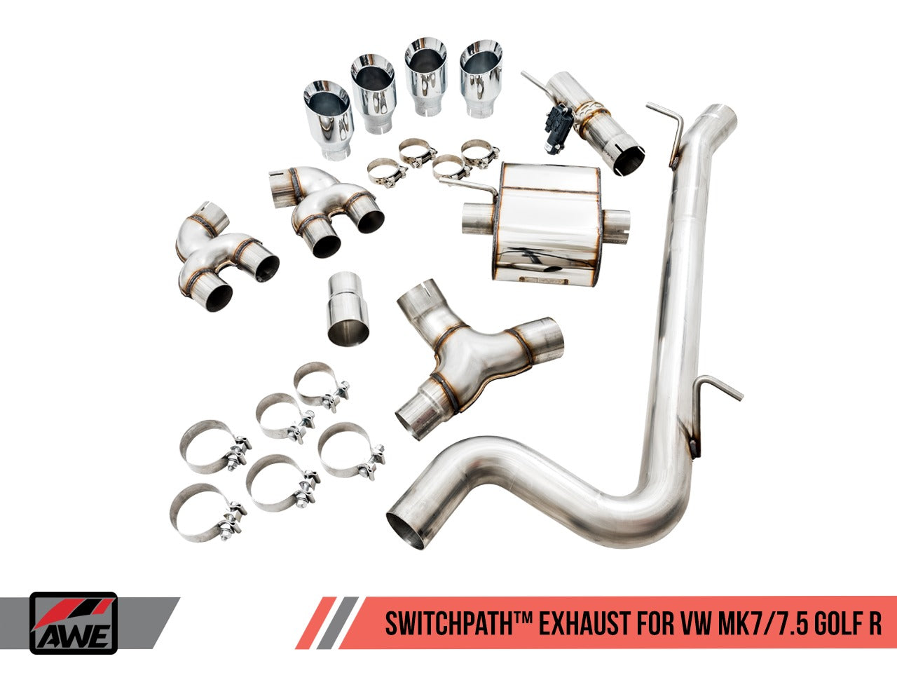 AWE Tuning 18-19 VW MK7.5 Golf R SwitchPath Exhaust w/Diamond Black Tips 102mm 3025-43070