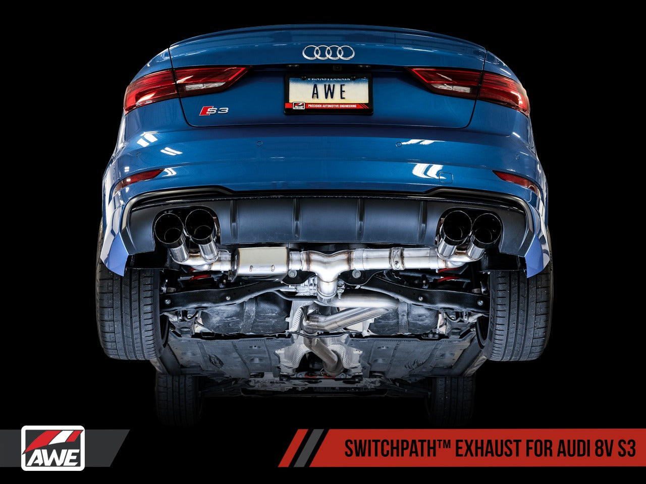 AWE Tuning 15-20 Audi 8V S3 SwitchPath Exhaust w/Chrome Silver Tips 102mm 3025-42068
