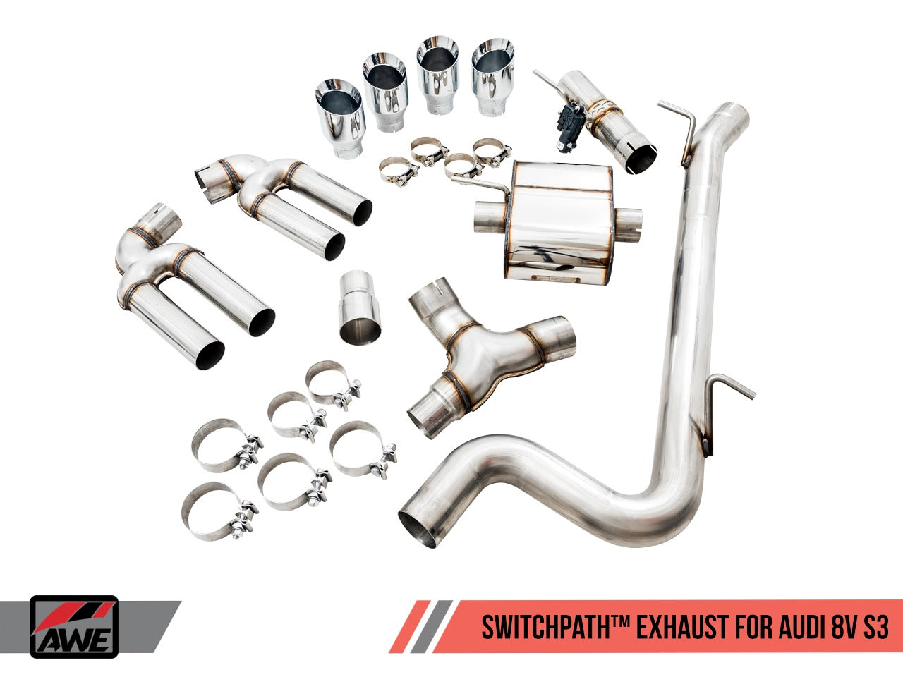 AWE Tuning 15-20 Audi 8V S3 SwitchPath Exhaust w/Chrome Silver Tips 102mm 3025-42068