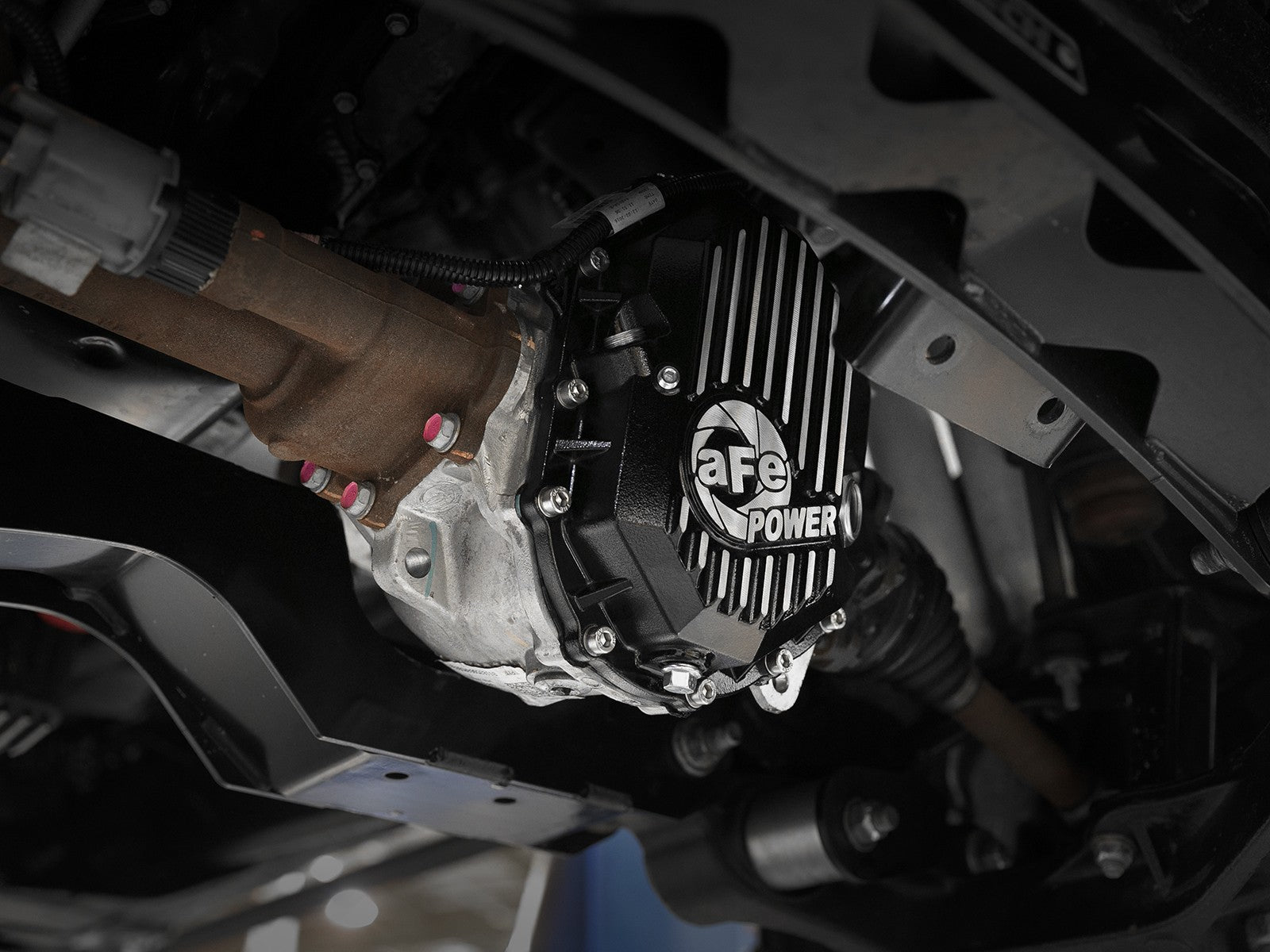 AFE Power 11-19 GM 2500-3500 AAM 9.25 Axle Front Diff Cover Black Machined w/ 2 Qts 75w90 Oil 46-71051B