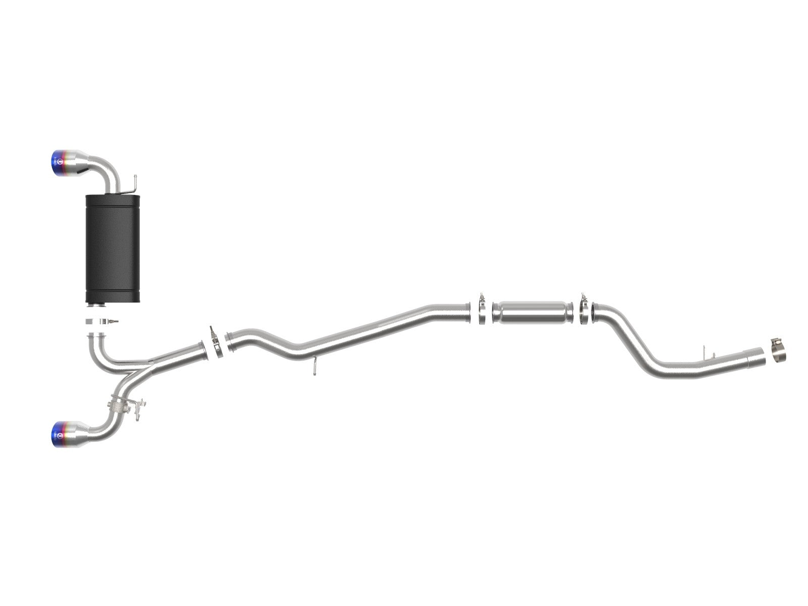 aFe POWER Takeda 2020-2022 Toyota Supra L6-3.0L (t) 3in-2.5in 304 SS CB Exhaust Blue Flame Tips 49-36043-L