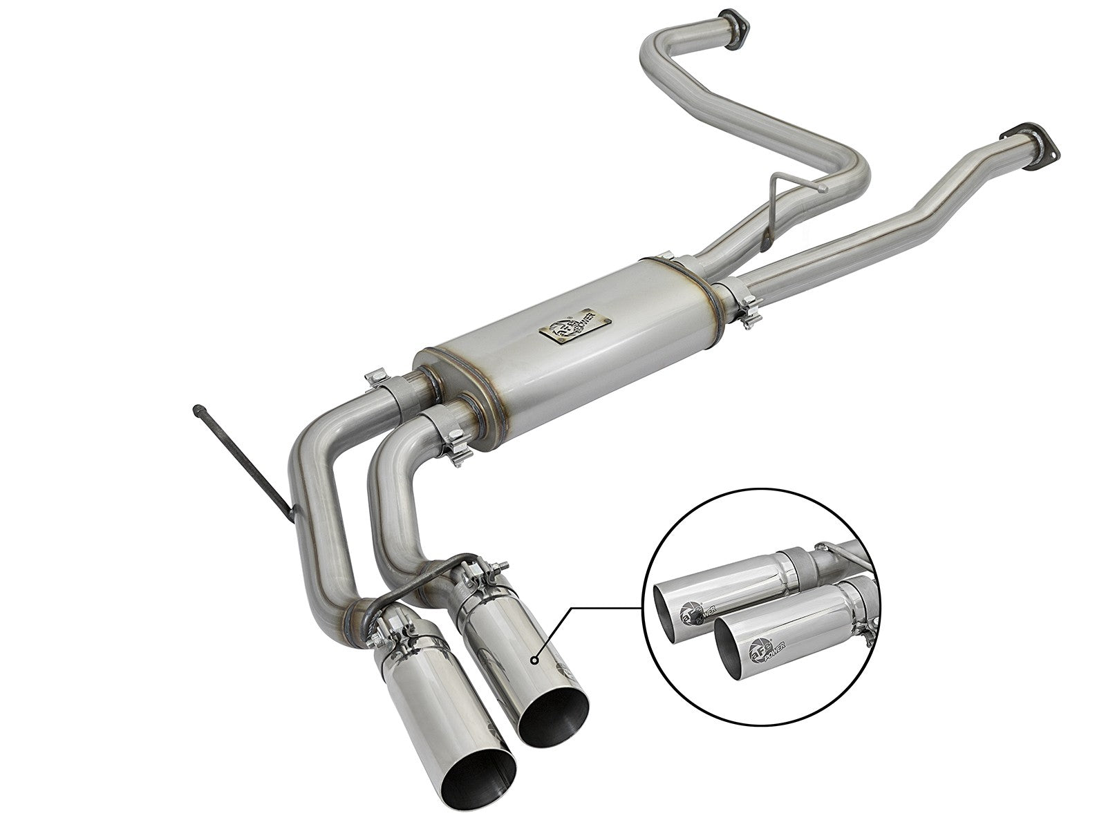 aFe POWER Rebel Series 2-1/2in 409 SS Cat Back Exhaust w/ Polished Tips 17-22 Nissan Titan V8 5.6L 49-46126-P