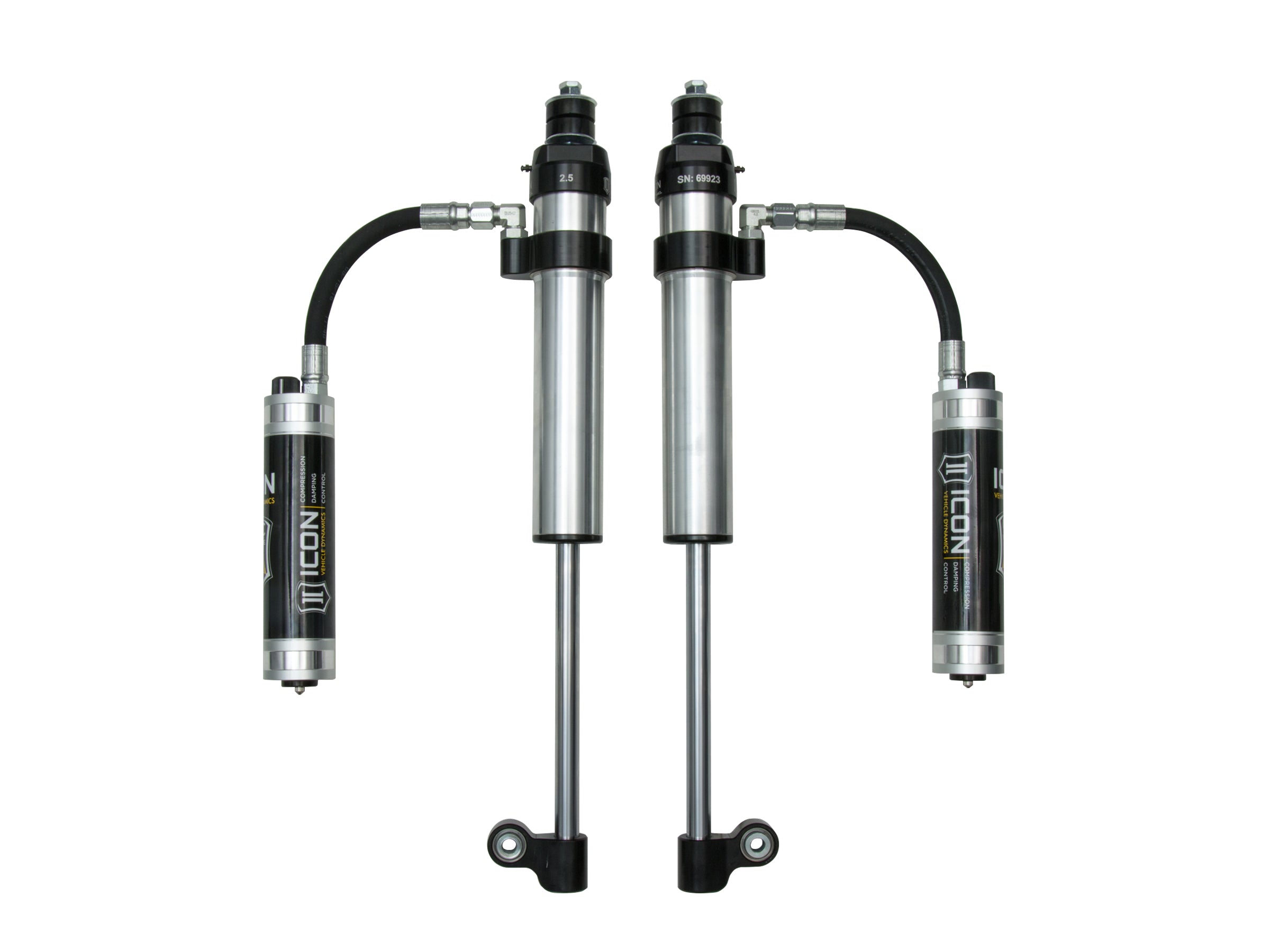 ICON 2005-2023 Toyota Tacoma, Rear, 2.5 RXT Remote Reservoir w/ CDCV Shocks, Pair 57826cp