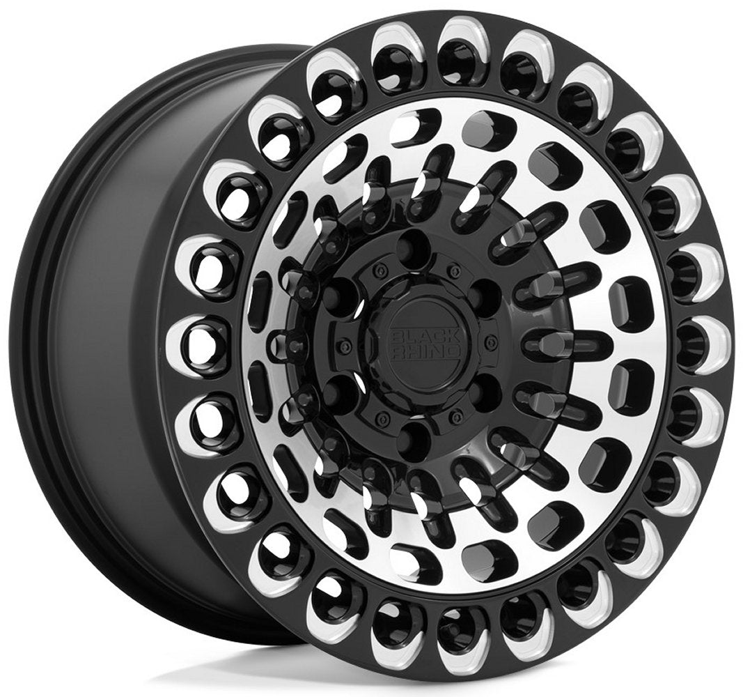 (Clearance - No Returns) 17x9.5 Black Rhino Labyrinth Gloss Black w/ Machined Face & Milled 6x120 12mm