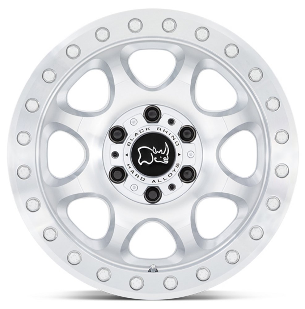 (Clearance - No Returns) 17x8.5 Black Rhino Venture Beadlock Gloss Silver Machined 6x130 38mm