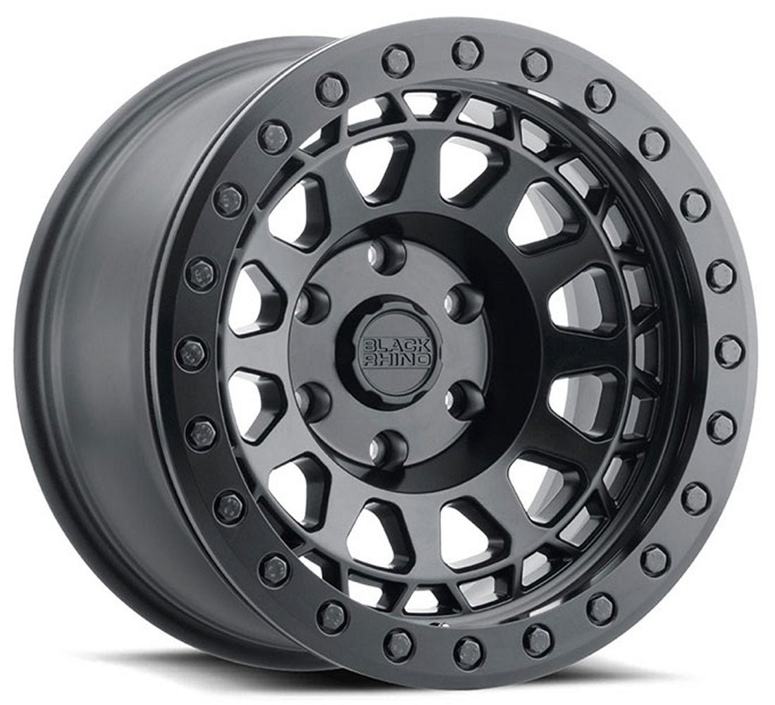 (Clearance - No Returns) 17x8.5 Black Rhino Primm Beadlock Matte Black w/ Black Bolts (True Beadlock) 5x5/127 -38mm
