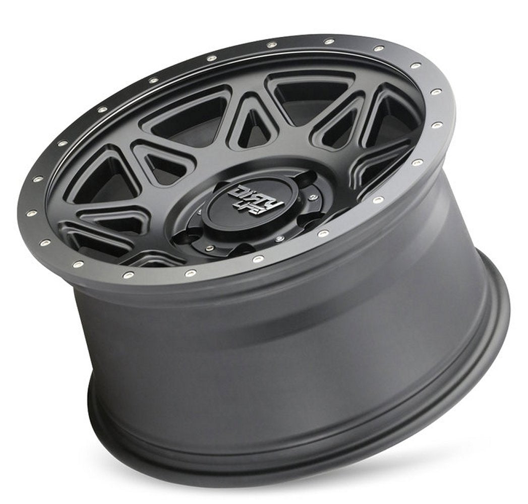 (Clearance - No Returns) 16x8 Dirty Life 9305 Theory Matte Black w/ Simulated Beadlock Black Ring 5x4.5/114.3 0mm