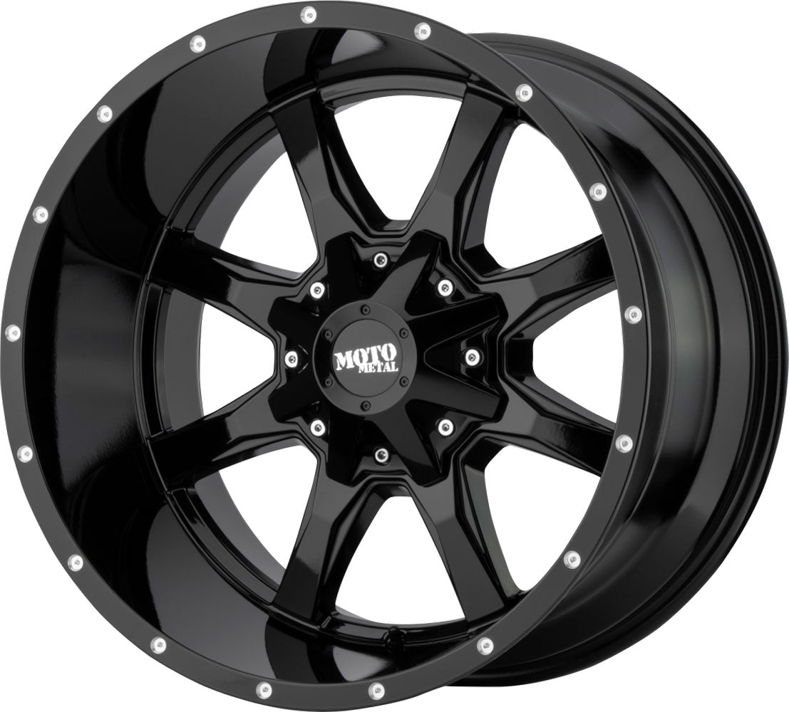 (Clearance - No Returns) 17x8 Moto Metal MO970 Gloss Black Milled Lip 5x5/127 5x5.5/139.7 0mm