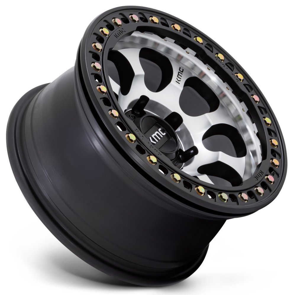 (Clearance - No Returns) 17x8.5 KMC KM237 Riot Beadlock Satin Black Machined Face (True Beadlock) 5x5/127 0mm