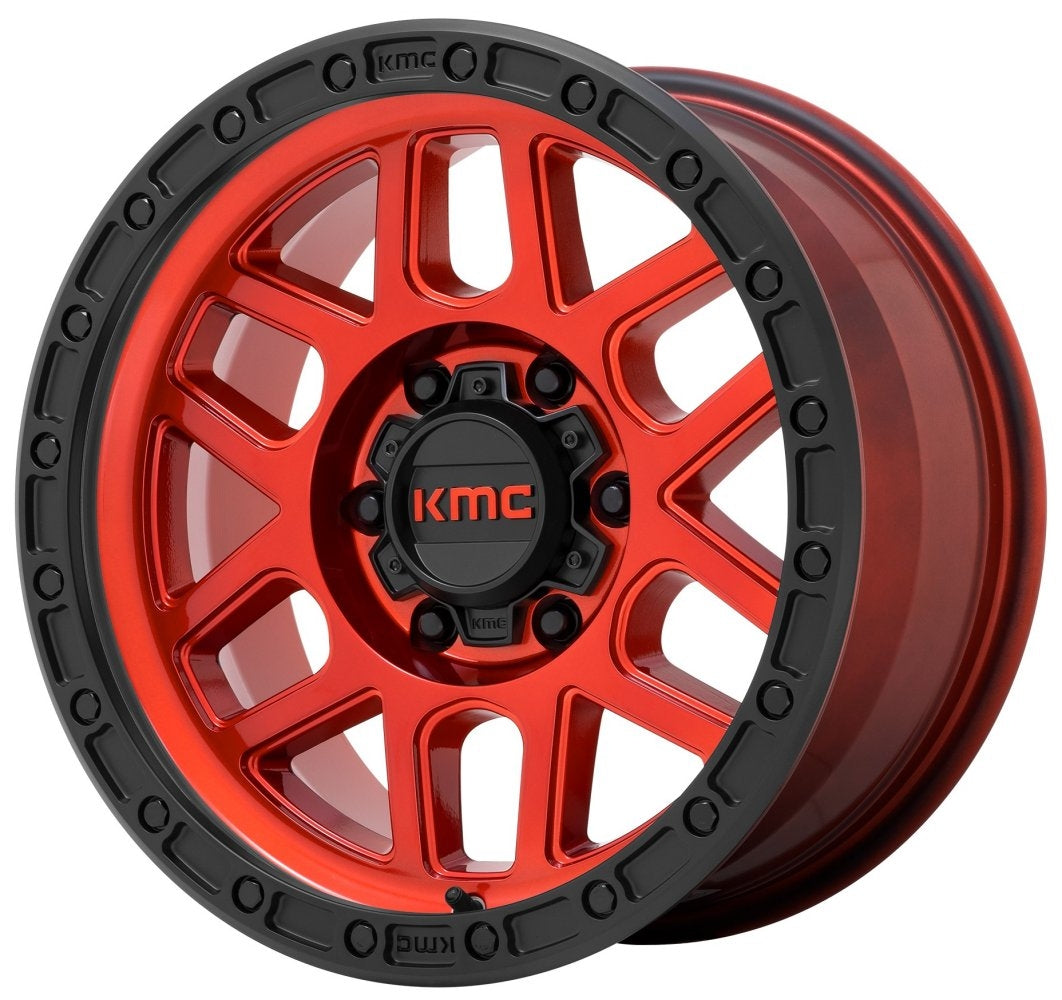 (Clearance - No Returns) 17x9 KMC KM544 Mesa Candy Red w/ Black Ring 6x5.5/139.7 -12mm