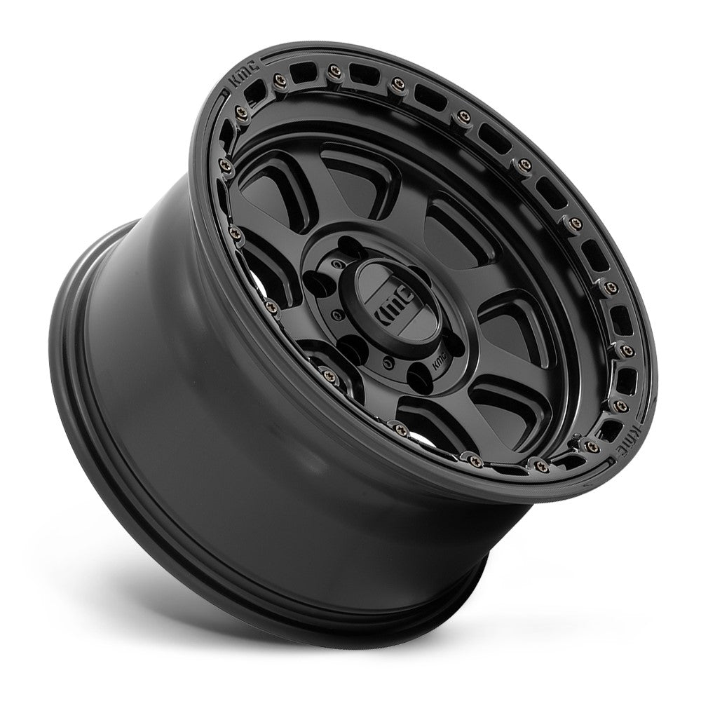 (Clearance - No Returns) 17x9 KMC KM548 Chase Satin Black w/ Gloss Black Lip 8x6.5/165 0mm