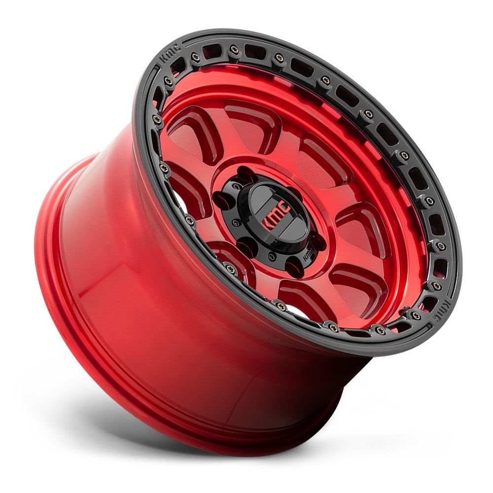 (Clearance - No Returns) 17x9 KMC KM548 Chase Candy Red w/ Black Lip 6x5.5/139.7 0mm